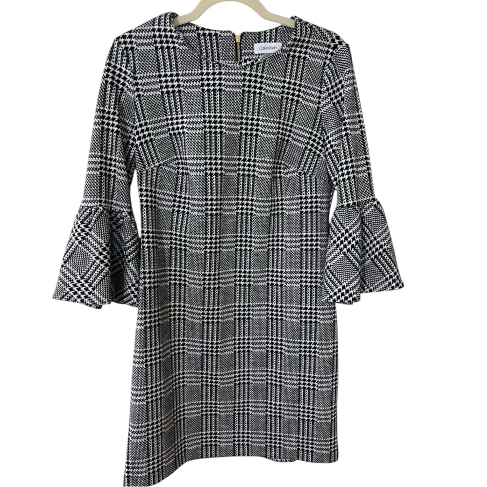 Calvin Klein dress black and white. Herringbone style